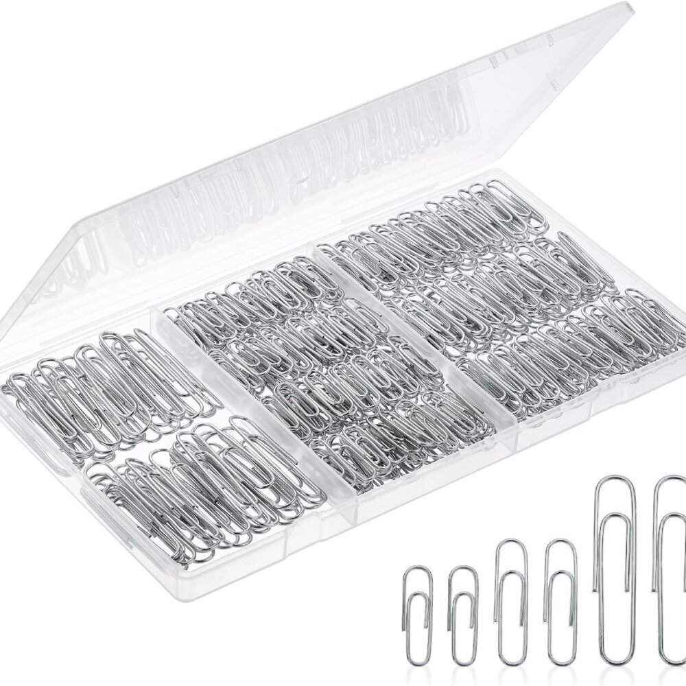 Paper Clips - 450 Pack Assorted Sizes, Silver, Large & Small Paper Clips